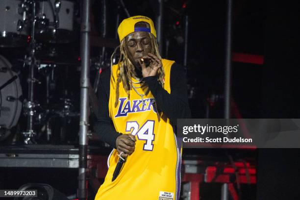 Rapper Lil Wayne performs onstage during the final night of the 'Welcome to tha Carter' tour at The Wiltern on May 13, 2023 in Los Angeles,...