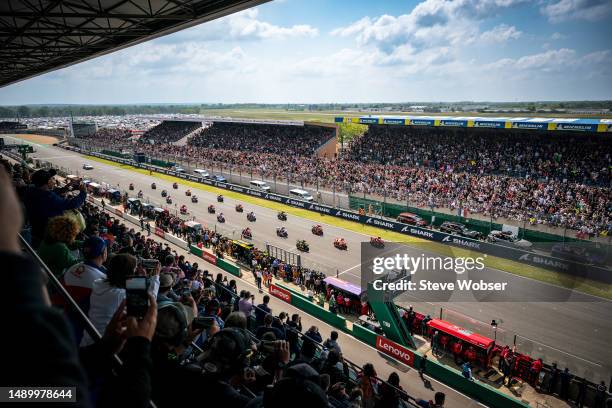 MotoGP riders at the Start during the Sprint of the MotoGP SHARK Grand Prix de France at Bugatti Circuit on May 13, 2023 in Le Mans, France.
