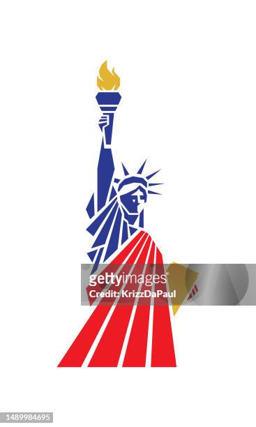 stockillustraties, clipart, cartoons en iconen met statue of liberty - statue of liberty new york city