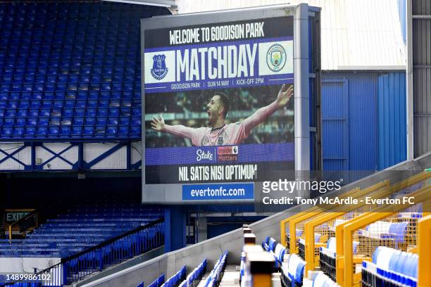 General view of Goodison Park before the Premier League match between Everton FC and Manchester City at Goodison Park on May 14, 2023 in Liverpool,...