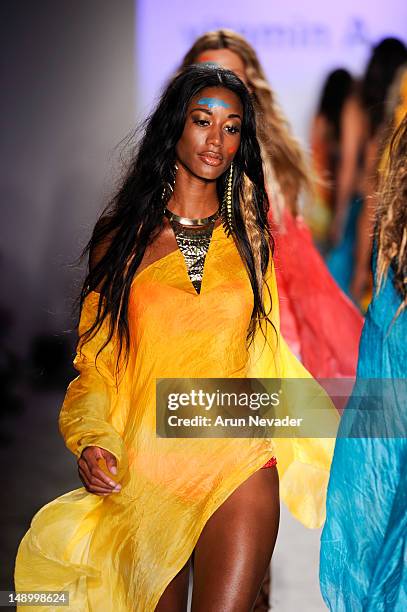 Model walks the runway during the Vitamin A By Amahlia Stevens fashion show at The Raleigh on July 20, 2012 in Miami, Florida.