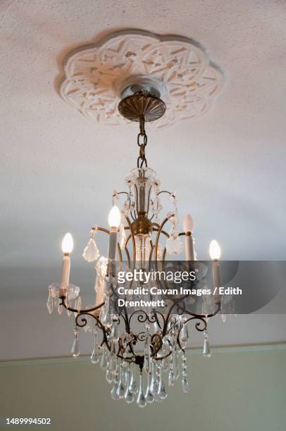 chandelier hanging to ceiling, budapest, hungary - シャンデリア ストックフォトと画像