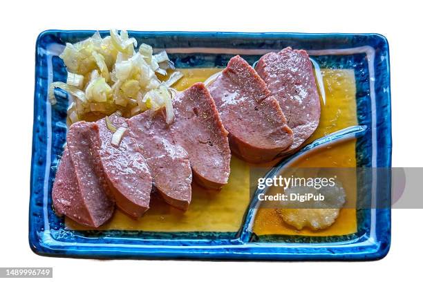 liver sashimi, low-temperature cooking (legal) - liver offal stock pictures, royalty-free photos & images