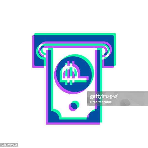 peso withdrawal. icon with two color overlay on white background - automatic pay stock illustrations