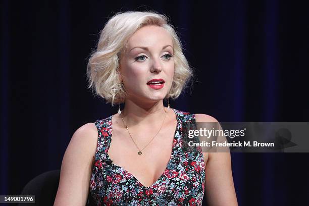 Actress Helen George speaks onstage at the "Call the Midwife" panel during day 1 of the PBS portion of the 2012 Summer TCA Tour held at the Beverly...