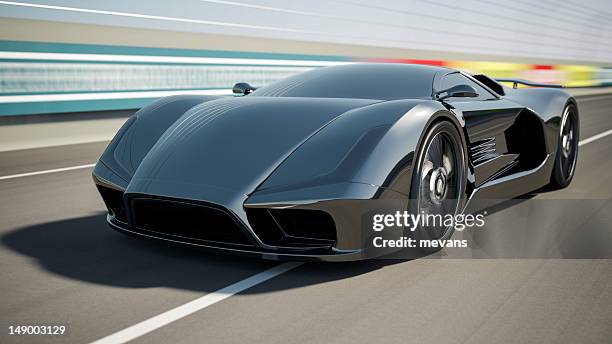 super car on race track - supercar stockfoto's en -beelden
