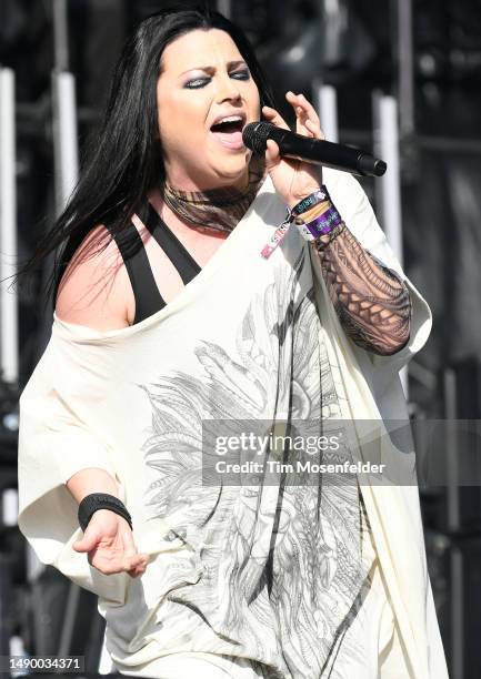 Amy Lee of Evanescence performs during the Sick New World music festival at the Las Vegas Festival Grounds on May 13, 2023 in Las Vegas, Nevada.