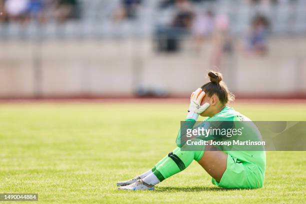 Sandra Urbańczyk of Poland reacts during the UEFA Women's European Under-17 Championship 2022/23 Group B match between England and Poland at Voru...