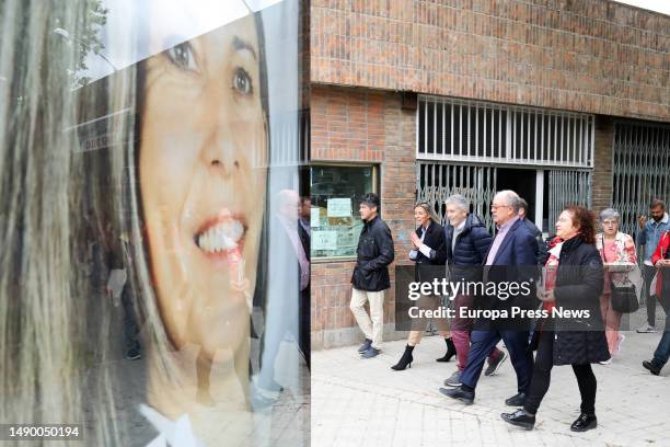 Interior Minister Fernando Grande Marlaska and Avila mayoral candidate Eva Arias arrive at a PSOE rally at the Parque Infantil de Trafico on May 14...