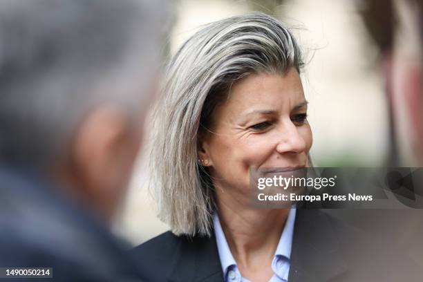 Avila mayoral candidate Eva Arias arrives at a PSOE rally at the Parque Infantil de Trafico on May 14 in Avila, Castilla y Leon, Spain. This rally...