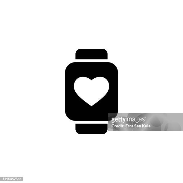 helth tracking on smart watch icon design with editable stroke. suitable for web page, mobile app, ui, ux and gui design. - computer icon solid stock illustrations