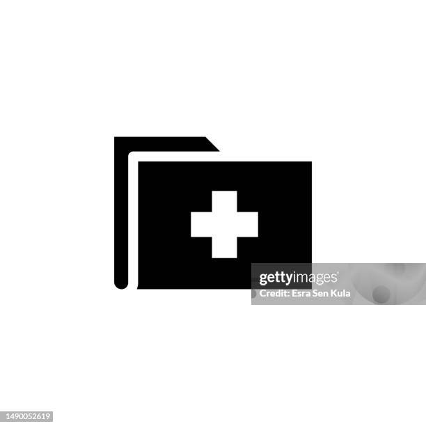 medical record folder icon design with editable stroke. suitable for web page, mobile app, ui, ux and gui design. - electronic medical record icon stock illustrations