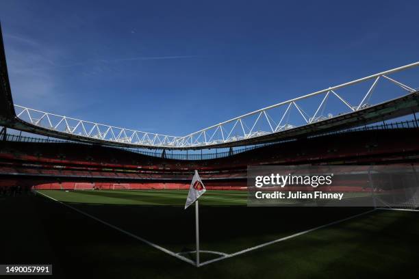 General view inside the stadium prior to the Premier League match between Arsenal FC and Brighton & Hove Albion at Emirates Stadium on May 14, 2023...