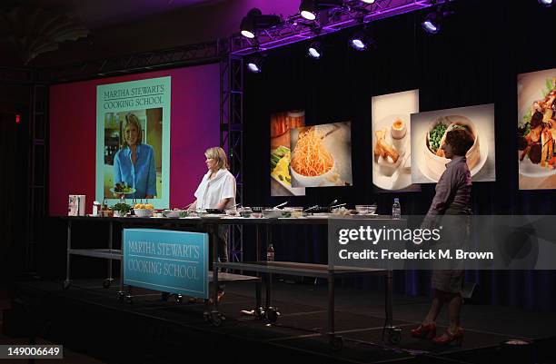 Personality Martha Stewart speaks onstage at the "Martha Stewart's Cooking School" panel during day 1 of the PBS portion of the 2012 Summer TCA Tour...