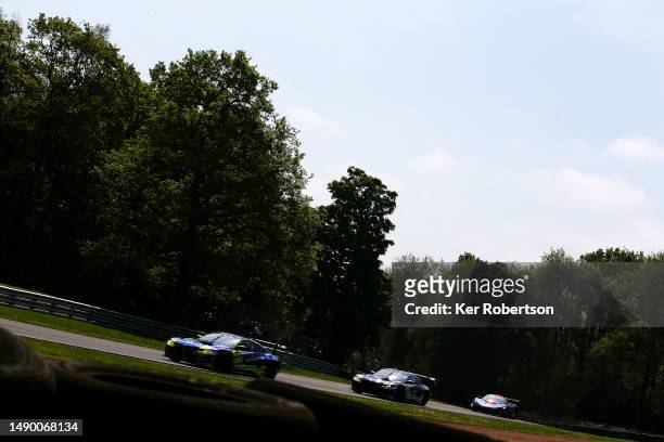Valentino Rossi of Italy and Team WRT BMW drives during the Fanatec GT World Challenge Europe race at Brands Hatch on May 14, 2023 in Longfield,...