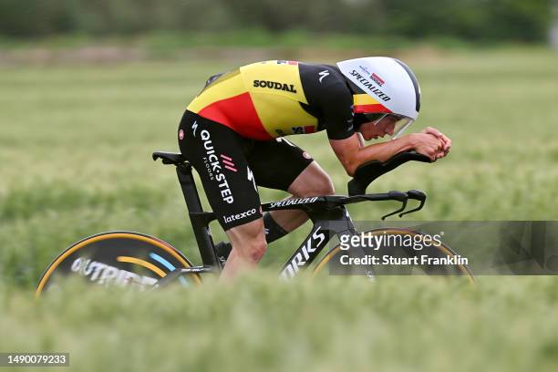 Remco Evenepoel of Belgium and Team Soudal - Quick Step sprints during the 106th Giro d'Italia 2023, Stage 9 a 35km individual time trial stage from...