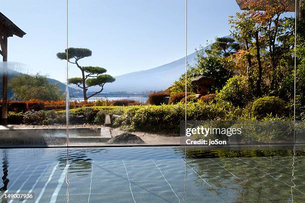 indoor pool and of hot spring, honshu, japan - japanischer garten stock-fotos und bilder