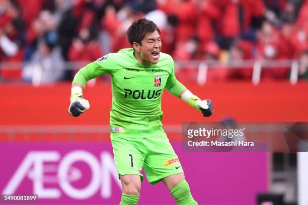 Shusaku Nishikawa of Urawa Reds celebrates the third goal during the J.LEAGUE Meiji Yasuda J1 13th Sec. Match between Urawa Red Diamonds and Gamba...