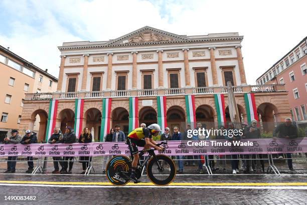 Remco Evenepoel of Belgium and Team Soudal - Quick Step sprints during the 106th Giro d'Italia 2023, Stage 9 a 35km individual time trial stage from...