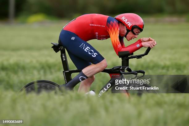 Thymen Arensman of The Netherlands and Team INEOS Grenadiers sprints during the 106th Giro d'Italia 2023, Stage 9 a 35km individual time trial stage...