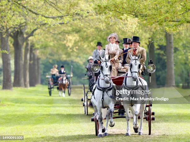 Competitors take part in the 'Pol Roger Meet of The British Driving Society' on day 4 of the 2023 Royal Windsor Horse Show in Home Park, Windsor...