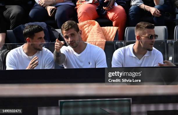 Lazio players Ivan Provedel and Sergej Milinković-Savić during the Men's Singles Round of 32 match Novak Djokovic of Serbia against Grigor Dimitrov...
