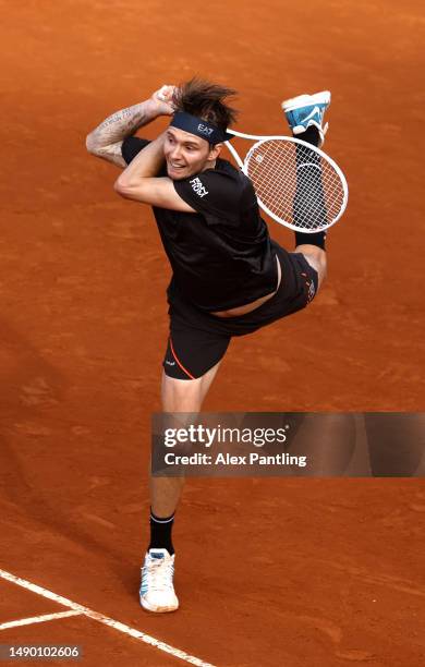 Alexander Bublik of Kazakhstan plays a baclhand in his men's singles third round match against Casper Ruud of Norway during day seven of the...