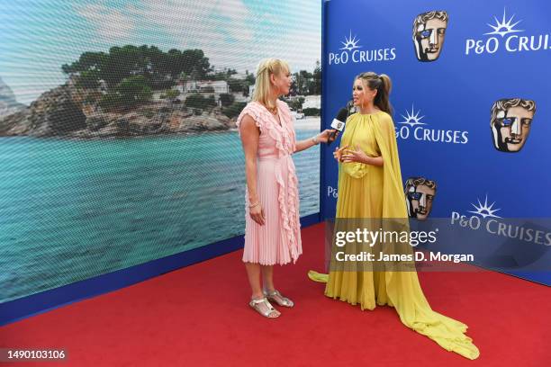 Sara Cox interviews Dani Minogue as she attends the BAFTA Television Awards with P&O Cruises at The Royal Festival Hall on May 14, 2023 in London,...