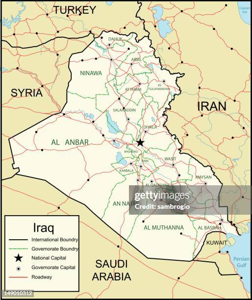 bildbanksillustrationer, clip art samt tecknat material och ikoner med map of iraq - irak