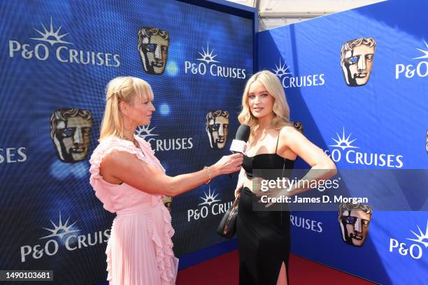 Sara Cox interviews Laura Whitmore as she attends the BAFTA Television Awards with P&O Cruises at The Royal Festival Hall on May 14, 2023 in London,...