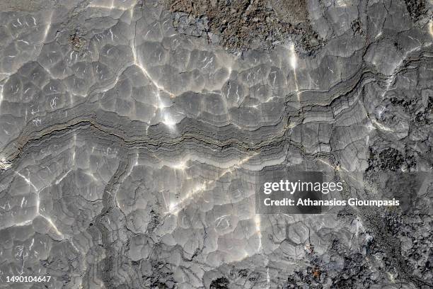 Aerial view of Fargradalsfjall volcano on April 14, 2023 in Grindavik, Iceland. .