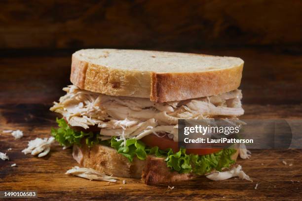 roast chicken sandwich - chicken meat stock pictures, royalty-free photos & images