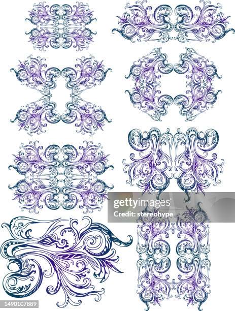 stork element symmetries - cornucopia stock illustrations
