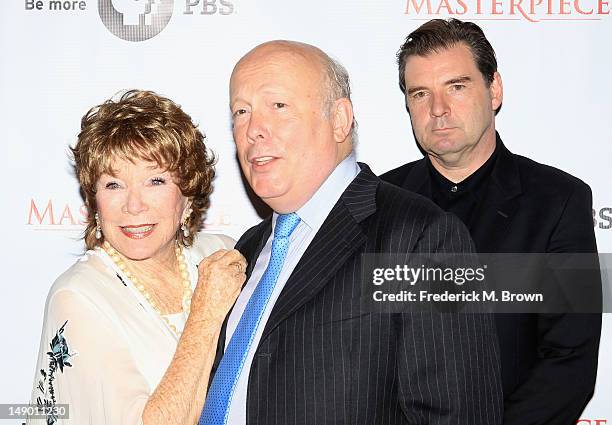 Actors Shirley MacLaine, Julian Fellowes and Brendan Coyle attend the Masterpiece Classic "Downton Abbey, Season 3" panel during day 1 of the PBS...