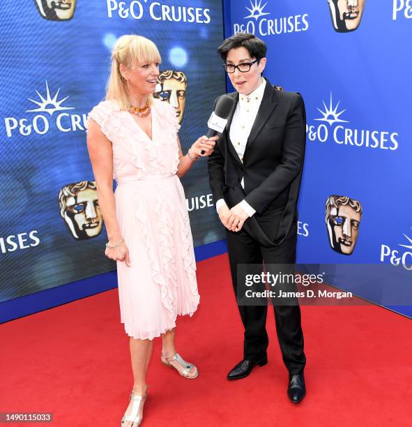 Sara Cox interviews Sue Perkins as she attends the BAFTA Television Awards with P&O Cruises at The Royal Festival Hall on May 14, 2023 in London,...