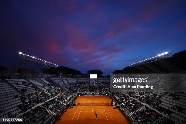 General view as Alexander Zverev of Germany serves against David Goffin of Belgium during the Men's Singles Second Round match during Day Seven of...