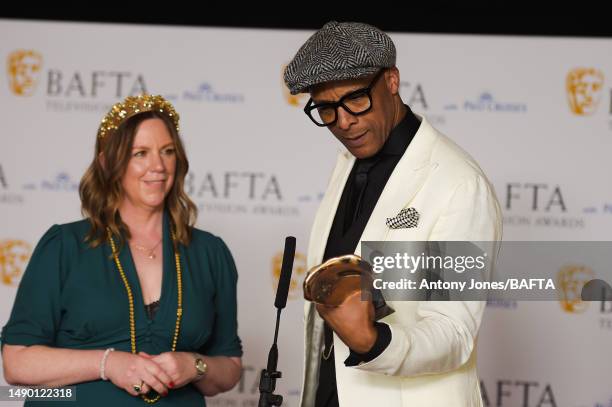 Jay Blades attends a press conference after receiving the Daytime Award for 'The Repair Shop: A Royal Visit' during the 2023 BAFTA Television Awards...