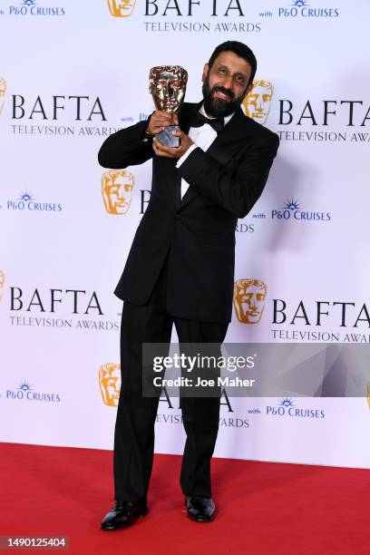 Adeel Akhtar with the award for Supporting Actor during the 2023 BAFTA Television Awards with P&O Cruises at The Royal Festival Hall on May 14, 2023...