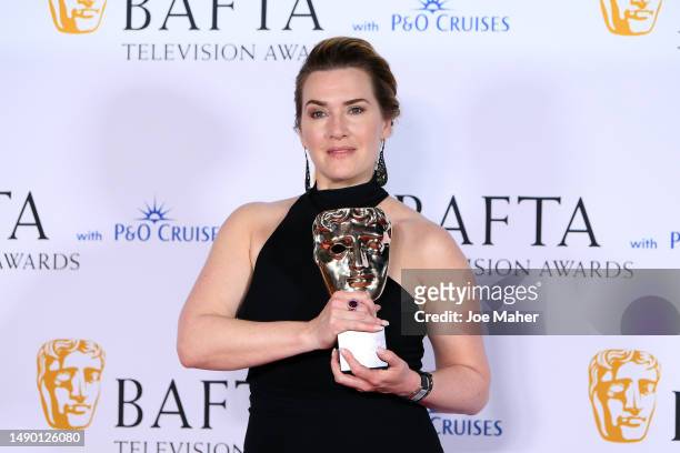 Kate Winslet with the award for Leading Actress for 'I Am Ruth' during the 2023 BAFTA Television Awards with P&O Cruises at The Royal Festival Hall...