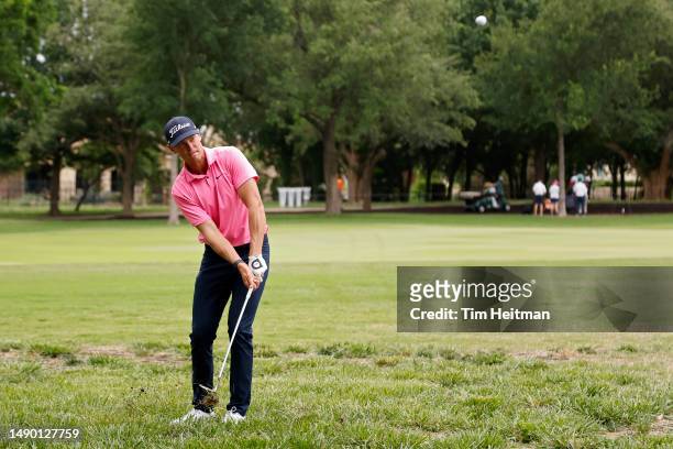 Vincent Norrman of Sweden plays his shot on the 12th hole during the final round of the AT&T Byron Nelson at TPC Craig Ranch on May 14, 2023 in...
