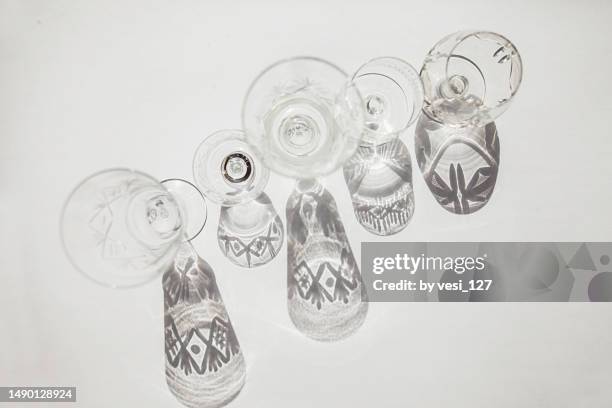 still life with crystal glasses - kristallglas stock-fotos und bilder