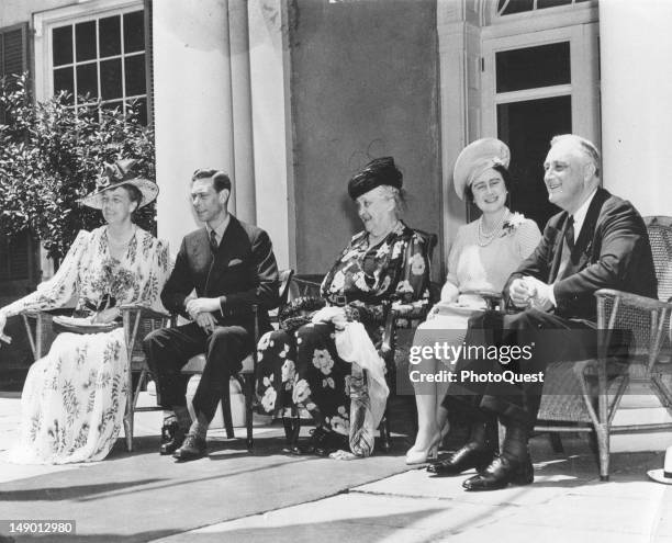 American President Franklin D. Roosevelt , his wife, First Lady Eleanor Roosevelt , and mother, Sara Roosevelt , host King George VI and his wife,...