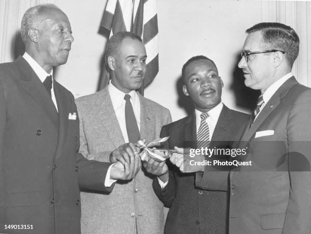 The leaders of the Prayer Pilgrimage for Freedom, from left, President Brotherhood of Sleeping Car Porters A. Philip Randolph , National Association...