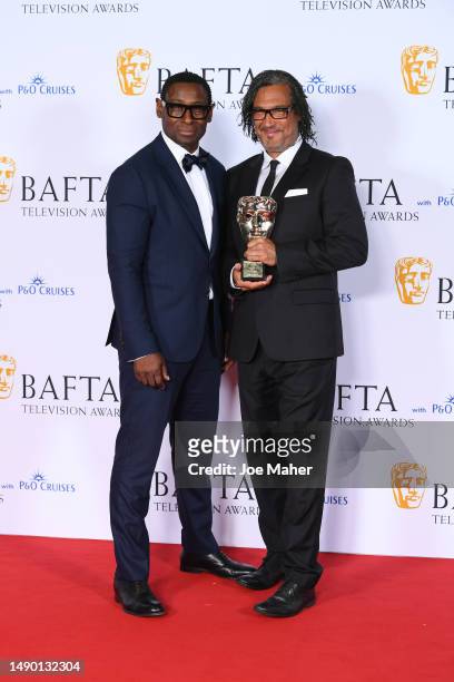 David Harewood and David Olusoga with the Special Award during the 2023 BAFTA Television Awards with P&O Cruises at The Royal Festival Hall on May...