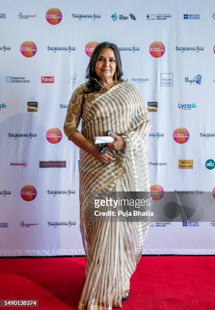 Shabana Azmi arrives at the Closing Gala and Tongues On Fire Flame Awards during the UK Asian Film Festival at BFI Southbank on May 14, 2023 in...