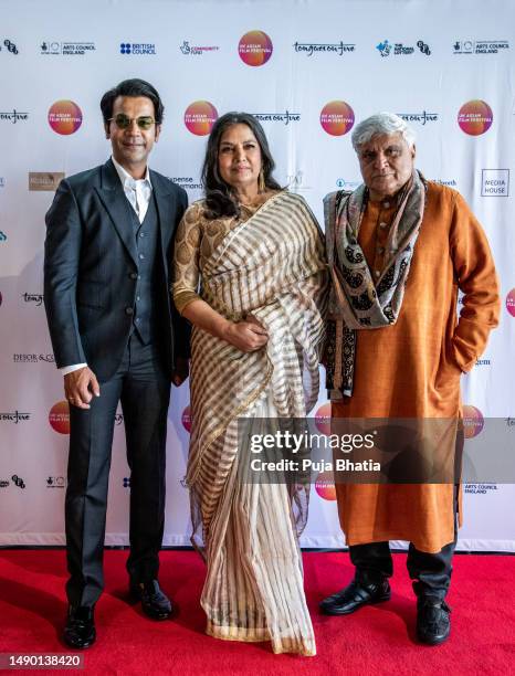 Rajkummar Rao, Shabana Azmi, Javed Akhtar arrives at the Closing Gala and Tongues On Fire Flame Awards during the UK Asian Film Festival at BFI...