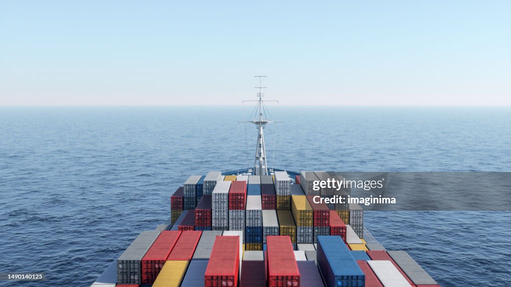 Large Container Ship Sailing On The Sea