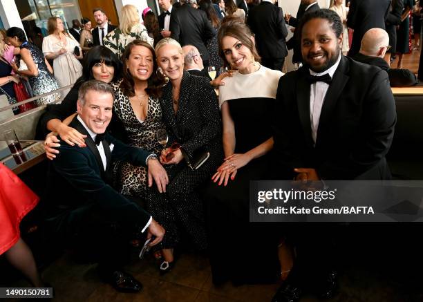 Anton du Beke, Claudia Winkleman, guest, guest, Ellie Taylor and Hamza Yassin attend the Champagne Reception during the 2023 BAFTA Television Awards...