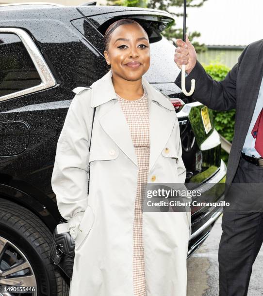 Quinta Brunson is seen leaving after delivering the keynote address at the 2023 Graduate School of Education at the University of Pennsylvania on May...