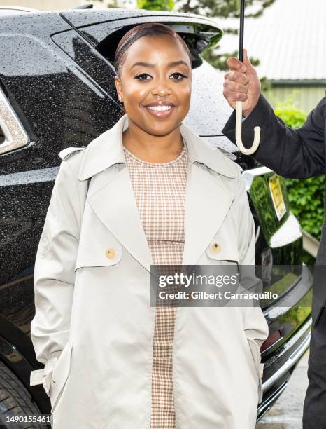 Quinta Brunson is seen leaving after delivering the keynote address at the 2023 Graduate School of Education at the University of Pennsylvania on May...